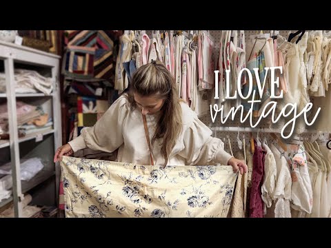 Antique & Thrift Shopping With Us (Vintage Linens Galore)! See My Antique Haul Styled at Home!