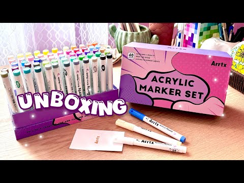 Unboxing the new acrylic marker set🎁 Arrtx acrylic marker set 60 anime colors🎨 asmr calm music