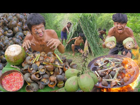 building a hut&Coocking snail injugle c #00084