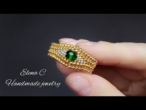 Beautiful Beaded Jewelry Tutorial Beads Ring Making Красивое Кольцо из бисера и бусин своими руками