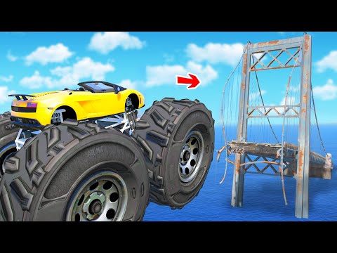 BIGGEST GTA 5 CARS Test On A BROKEN BRIDGE