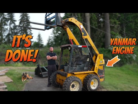 Finishing the Cat skid steer project!  Perkins 3034 to Yanmar engine swap