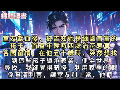 室友獻血後,被告知她是緬國首富的孩子,首富年輕時四處沾花惹草,各國留情。在他五十歲時,突然想找到這些孩子繼承家業,便全世界尋找。#重生 #小說