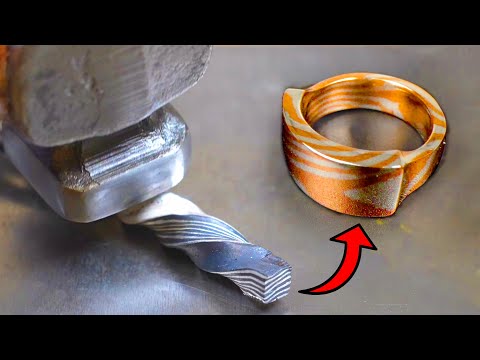Forging A Unique Silver And Copper Ring Mokume-gane Ring From Scratch | HyperMetal Workshop