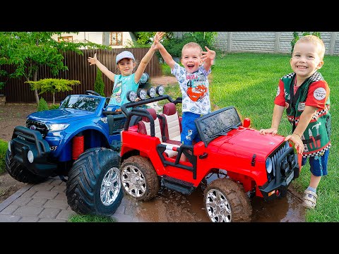 Melissa and Arthur have fun with toy cars - Funny videos for kids
