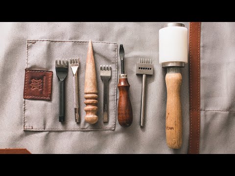 A basic set of tools for working with genuine leather