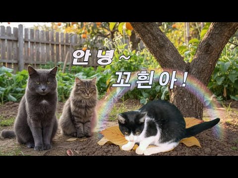 🌿 배나무 아래 잠든 아기 고양이 꼬흰이 🌈 안녕, 꼬흰아~