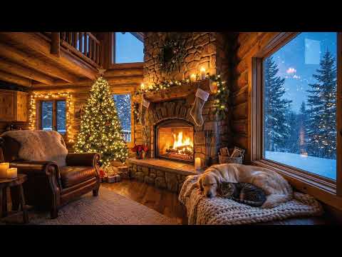 You're Snowed In ❄️ Cozy Cabin | Jazz Piano | Fireplace & Snow Ambience for Relaxing Winter Nights