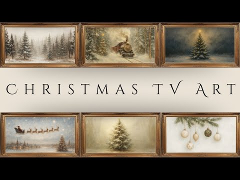 Vintage Gold Picture Frame Christmas TV Art Screensaver | 1 HOUR 4K | Winter Holiday Art for TV