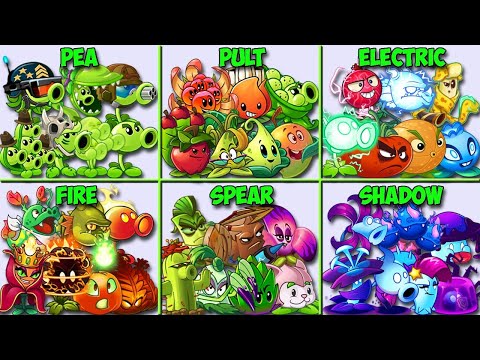 PVZ 2 - 6 Team SPEAR x PULT x PEA x ELECTRIC x FIRE x SHADOW Battlezz - Who Will WIn?