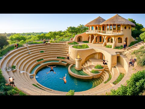 150 Days Building a Massive Underground House with Spiral Pool Using Primitive Tools & Natural Clay