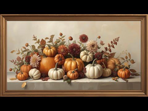 Autumn Pumpkin Floral Art Halloween 4k  Slideshow  Art Framed Screensaver  Art for Your TV