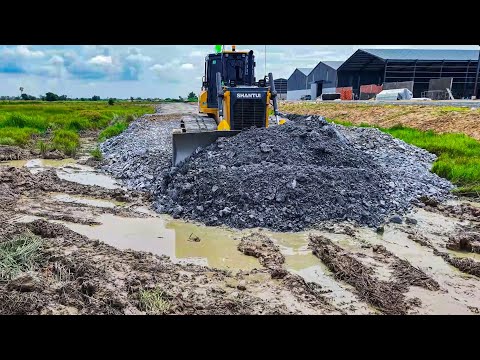 Powerful Performance! SHANTUI Dozer Building Road Connection 100% & Landfill with Stones