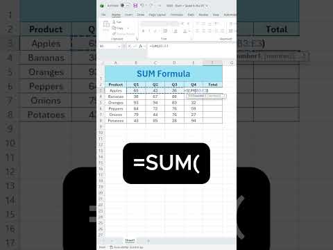 SUM in Excel #Shorts #Excel
