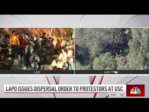 LAPD issues dispersal order to protesters at USC