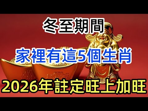 千萬別不信！冬至期間，家裡有這5個生肖，2026年註定旺上加旺！尤其第二名，有意外大財之喜，備好麻袋裝鈔票！！