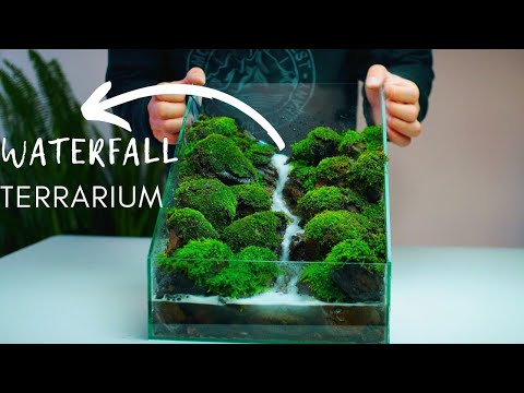 i made a  mossy stones terrarium waterfall, simple & easy