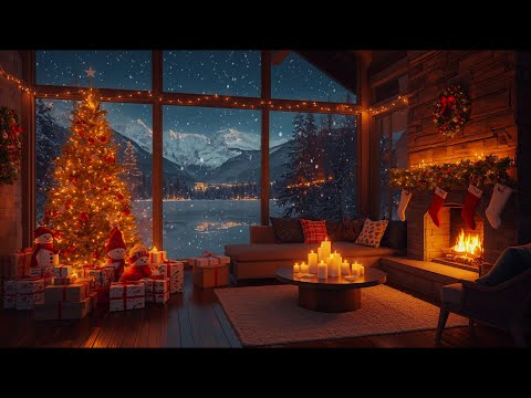 Peaceful Christmas Piano Music 🎹🎄 Gentle Holiday Classics with Snow & Cozy Fireplace Ambience 🔥