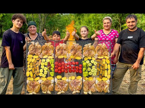 Organic Remote Village Life: Grilled Chicken And Blackthorn Compote | Baking Nuts Cake