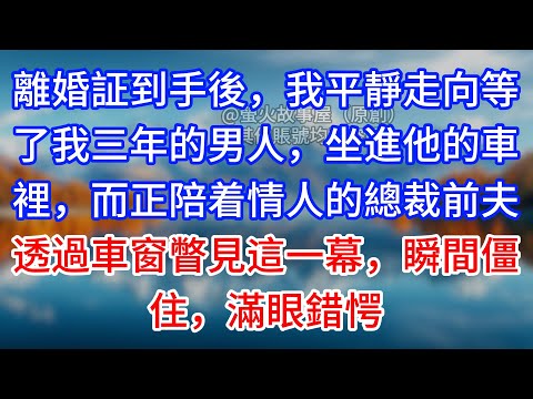 【完結】離婚証到手後，我平靜走向等了我三年的男人，坐進他的車裡，而正陪着情人的總裁前夫，透過車窗瞥見這一幕，瞬間僵住，滿眼錯愕 #為人處世 #生活經驗 #情感故事 #故事 #小說 #戀愛 #情感