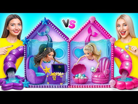 One Colored House Challenge Barbie vs Bratz Mermaids | Crazy Challenge by Multi DO Girls