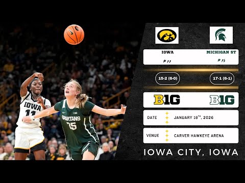 No. 11 Iowa vs No. 15 Michigan State | Big Ten | 1.18.26