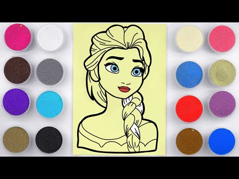 Sand painting coloring Elsa Princess for kids and toddlers