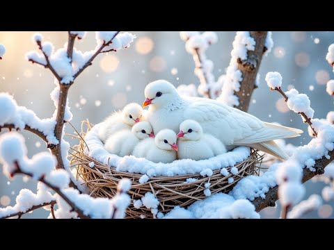 The gentle sound of birdsong sets against a backdrop of soothing Christmas music — Winter Ambience