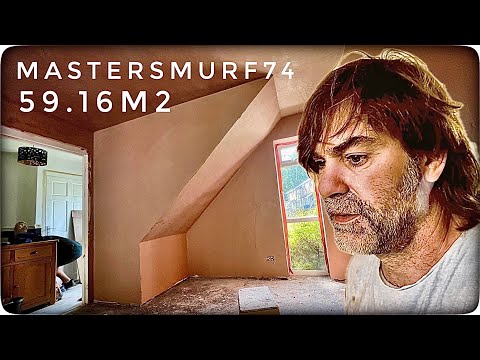 1 MAN 1 ROOM 1 DAY 59.16m2 Plastering 8 Bags.How to plaster an awkward room for beginners. DIY guys