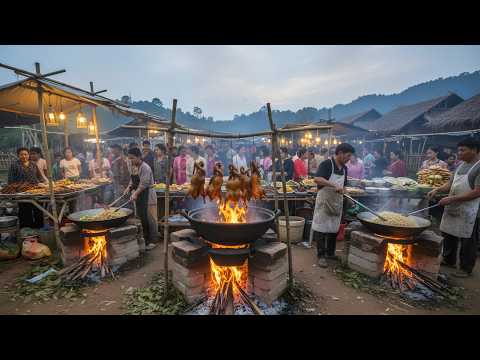 In this market, you can find street food that Chinese people like to eat.
