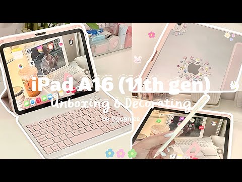 🐰 iPad A16 unboxing, case deco vlog | daily setup 💕