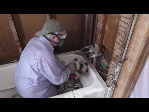 Cast Iron Bathtub Demo using angle grinder