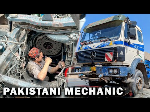 Inside Mercedes Truck Engine Problem Solved with Arthritis Basic Tools Pakistani Workshop