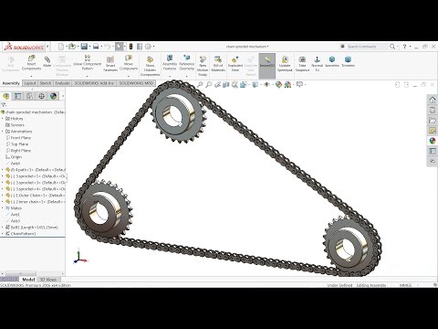 Solidworks tutorial | sketch Chain and Sprocket mechanism in Solidworks