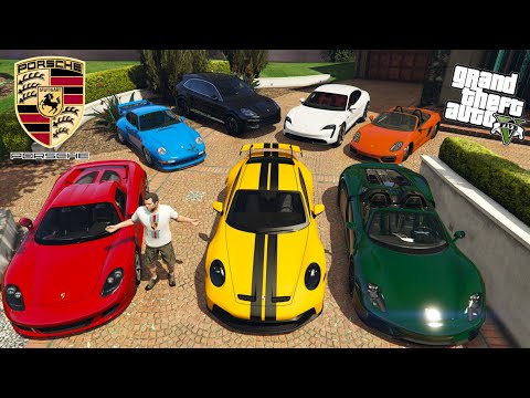 GTA 5 - Stealing Luxury Porsche Cars with Michael | (GTA V Real Life Cars #77)