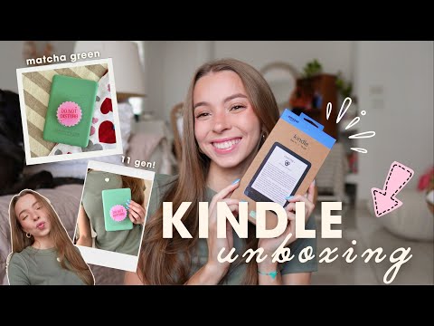 NEW basic kindle unboxing + set up (matcha🍵) kindle 11th gen! first impressions, reading and more!