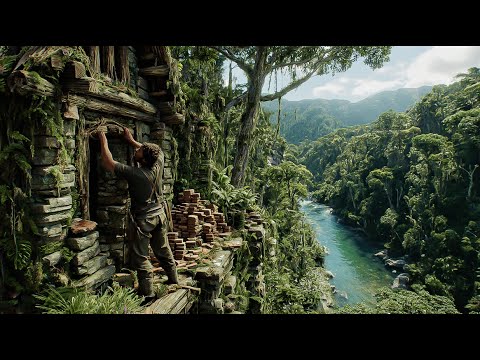 Alone on a Dangerous High Cliff | Building a Heated Survival Shelter & Catching Eels to Survive