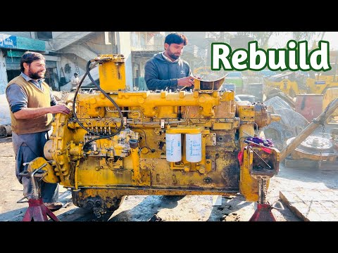 Restoration Of Komatsu D_155 6 Cylinder Engine in Local Market | Bulldozer Engine Rebuilding