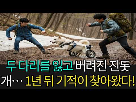 두 다리를 잃고 버려진 진돗개… 사람을 구한 지 1년 뒤, 믿기 힘든 기적이 찾아왔다!