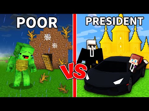 Mikey Poor vs JJ Became President Challenge - Minecraft Maizen