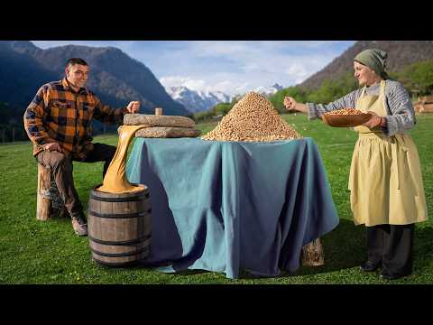 Making Sweet Handmade Peanut Butter! Ancient Traditional Method