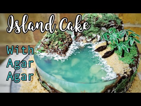 NO GELATIN Agar Agar Island Cake | Ocean Cake | Торт Остров | Halal Cake | Modelling Chocolate