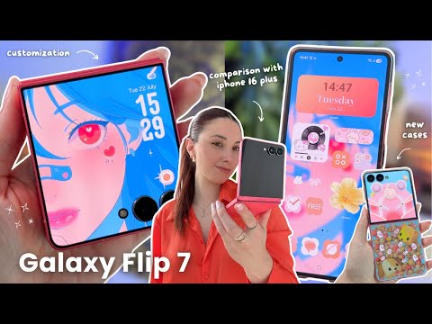 Samsung Galaxy Z Flip 7 (coralred) 🌺✨ aesthetic unboxing, iPhone 16 comparison, set up & camera test