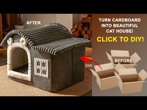 Easy DIY: Transform Used Cardboard into a Beautiful Cat House! | Recycle and Redesign