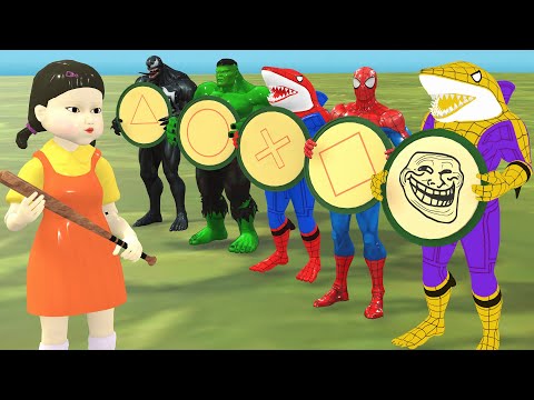 Super Hero 3D Funny Game Squid Game Cookie Challenge – Spider Man vs Hulk vs Venom!