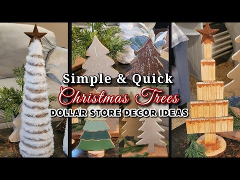 SIMPLE & QUICK CHRISTMAS TREES!!~DOLLAR STORE DECOR IDEAS!!~Simple & Affordable Christmas Tree DIYS