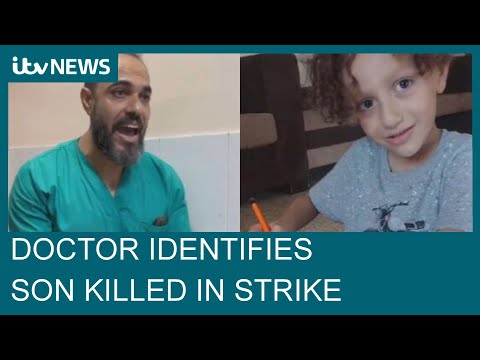 Moment Palestinian doctor is forced to identify son killed in airstrike while on shift| ITV News
