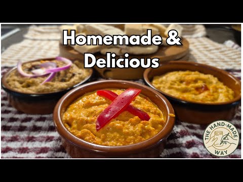 3 Easy Homemade Hummus Flavours | Sweet Chilli, Onion Chutney & Roasted Pepper