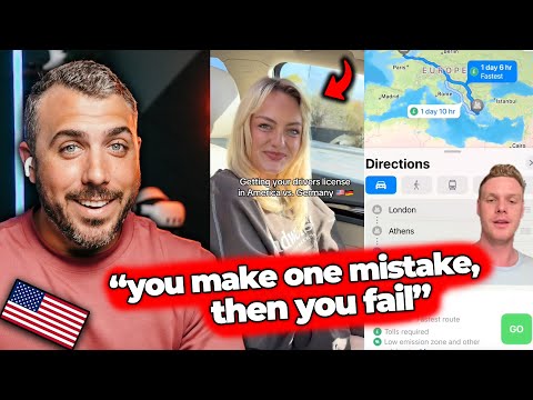 American reacts to Europe vs U.S driving... License tests and Distances