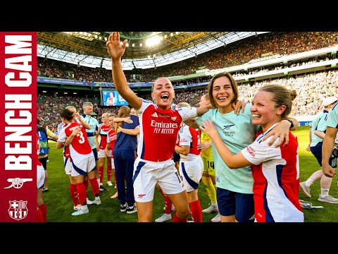 🏆 CHAMPIONS LEAGUE WINNERS! | Bench Cam | Arsenal vs Barcelona (1-0) | UWCL